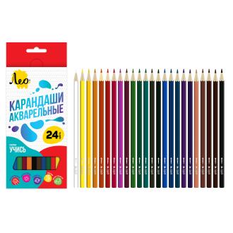 Карандаши цветные акварельные, 24 цвета, LNSWP-24, Лео Учись - Officedom (4)