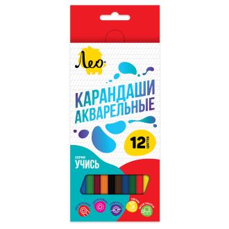 Карандаши цветные акварельные, 12 цветов, LNSWP-12, Лео Учись - Officedom (1)
