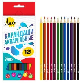Карандаши цветные акварельные, 12 цветов, LNSWP-12, Лео Учись - Officedom (4)