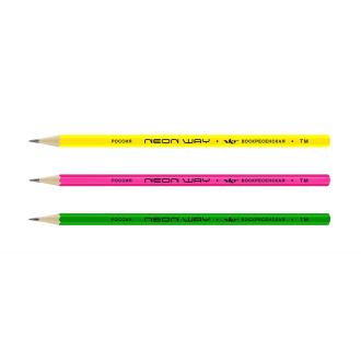 Набор простых карандашей, 3 шт, HB(ТМ), без ластика, заточенный, 3P-1545, ВКФ Neon way - Officedom (1)