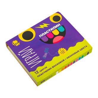 Пластилин восковой 12 цветов, неоновый, 144г, в картонной упаковке, LPMCF-0112, Лео Играй - Officedom (1)