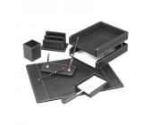 Настольный набор кожаный Forofis, 7 предметов, черный | OfficeDom.kz