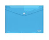 Папка-конверт на кнопке, А4, 0,16 мм, ПП, прозрачно-синий, Forofis | OfficeDom.kz