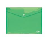 Папка-конверт на кнопке, А4, 0,16 мм, ПП, прозрачно-зеленый, Forofis | OfficeDom.kz