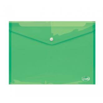 Папка-конверт на кнопке, А4, 0,16 мм, ПП, прозрачно-зеленый, Forofis - Officedom (1)