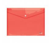 Папка-конверт на кнопке, А4, 0,16 мм, ПП, прозрачно-красный, Forofis | OfficeDom.kz