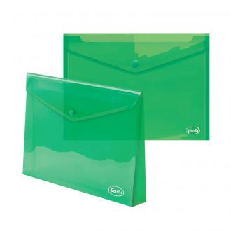 Папка-конверт на кнопке, А4, 0,35 мм, ПП, прозрачно-зеленый, Forofis - Officedom (1)