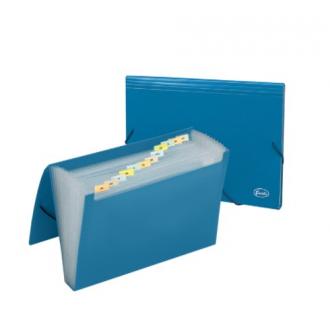 Папка-бокс для бумаг на эластичных резинках А4, 0,70мм, 12 отделений, ПП, синий, Forofis - Officedom (1)