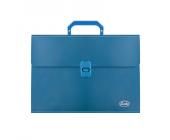Папка-портфель с 12 отделениями, А4, с ручкой и защелкой, 0,70 мм, ПП, синий, Forofis | OfficeDom.kz