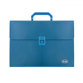 Папка-портфель с 12 отделениями, А4, с ручкой и защелкой, 0,70 мм, ПП, синий, Forofis - Officedom (1)