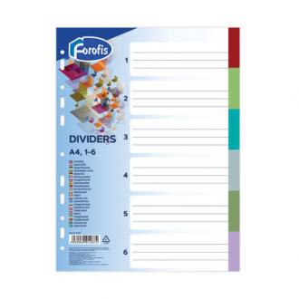 Разделители пластиковые А4, 1-6, цветные, Forofis - Officedom (1)