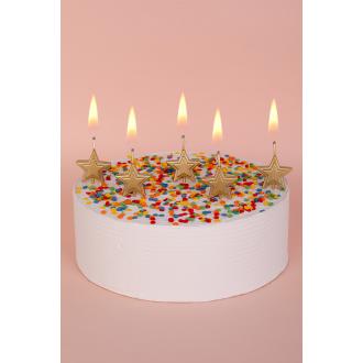 Набор свечей для торта, 5 шт, золотистые звездочки, BOOMZEE BCD-32 - Officedom (2)