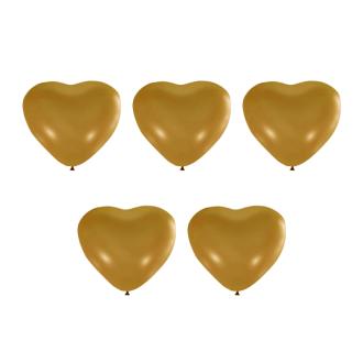 Набор воздушных фигурных шаров 30 см, 5 шт, Сердце хром золотой, BOOMZEE BWHZ-30 - Officedom (1)