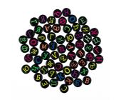 Бусины пластиковые 4х7 мм, 50 г, №04 чёрные с цветными буквами "русский алфавит", Hobbius ABFA | OfficeDom.kz