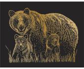 Набор для творчества "Гравюра", 20x25,5 см, №58 "Медведи" (золото), Hobbius SGHK | OfficeDom.kz