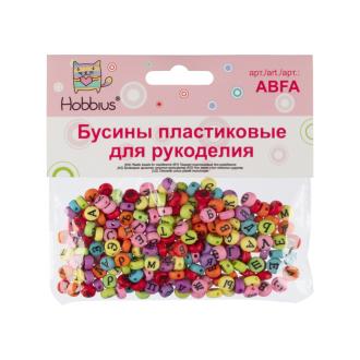 Бусины пластиковые 4х7 мм, 50 г, №02 цветные с чёрными буквами "русский алфавит", Hobbius ABFA - Officedom (2)