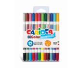 Фломастеры 24 цвета, 12 штук, двусторонние, Carioca BiColor 42265 | OfficeDom.kz