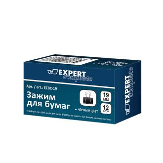 Зажимы для бумаги 19мм, 12шт, черные, Expert Complete ECBC-19 - Officedom (1)