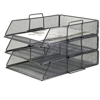 Лоток для документов, горизонтальный, А4, из перфор. металла, черный, X8051B - Officedom (2)