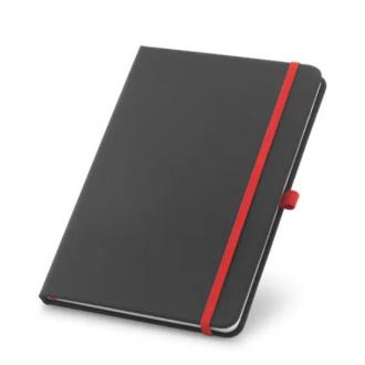 Записная книжка (блокнот) CORBIN, А5, 160стр., линейка, черный с красной резинкой - Officedom (1)