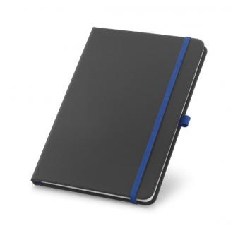 Записная книжка (блокнот) CORBIN, А5, 160стр., линейка, черный с синей резинкой - Officedom (1)
