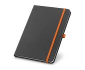 Записная книжка (блокнот) CORBIN, А5, 160стр., линейка, черный с оранжевой резинкой | OfficeDom.kz