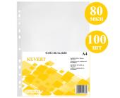 Файлы с перфорацией А4, 80мкр, глянцевые, 100шт, Kuvert | OfficeDom.kz