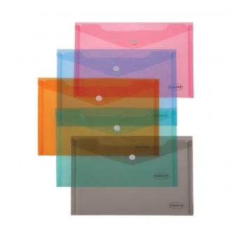 Папка-конверт на кнопке А4, 0,16 мм, прозрачно-оранжевый, Centrum - Officedom (1)