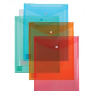 Папка-конверт на кнопке, А4, вертикальный, 0,16мм, прозрачно-оранжевый, Centrum - Officedom (1)