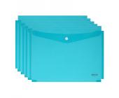 Папка-конверт на кнопке Centrum, раздвигающийся, А4, 0,16 мм, прозрачно-голубой | OfficeDom.kz