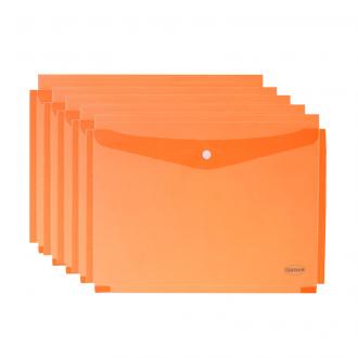 Папка-конверт на кнопке, А4, 0,16 мм, раздвигающийся, прозрачно-оранжевый, Centrum - Officedom (1)