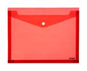 Папка-конверт на кнопке, А4, 0,16 мм, раздвигающийся, прозрачно-красный, Centrum | OfficeDom.kz