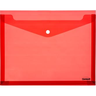 Папка-конверт на кнопке, А4, 0,16 мм, раздвигающийся, прозрачно-красный, Centrum - Officedom (1)