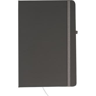 Блокнот A5, PU 136x208мм 80л., 77г/<wbr>м2, линейка, серый, твердый переплет, на резинке, Centrum - Officedom (1)