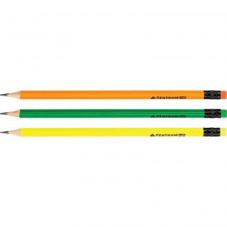 Набор простых карандашей, 3 шт, HB, с ластиком, заточенные, ассорти, Centrum - Officedom (1)