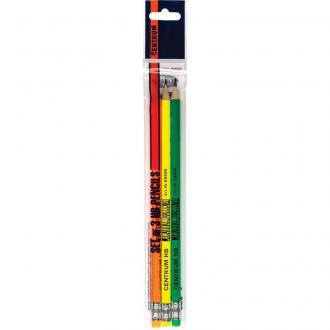 Набор простых карандашей, 3 шт, HB, с ластиком, заточенные, ассорти, Centrum - Officedom (2)