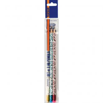 Набор простых карандашей, 3 шт, HB, с ластиком, заточенные, пластиковый корпус ассорти, Centrum - Officedom (1)