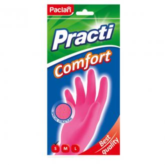 Перчатки резиновые Paclan Comfort, S-размер, розовый - Officedom (1)
