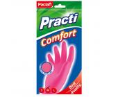 Перчатки резиновые Paclan Comfort, M-размер, розовый | OfficeDom.kz