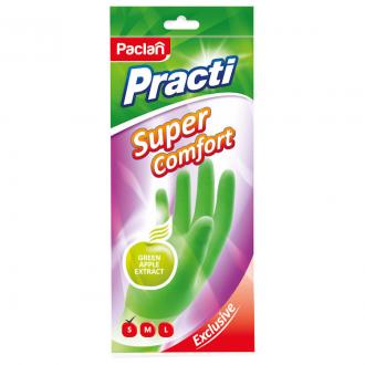 Перчатки резиновые Paclan Super Comfort с ароматом яблока, S-размер, зеленый - Officedom (1)