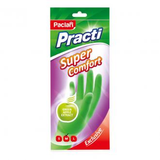 Перчатки резиновые Paclan Super Comfort с ароматом яблока, M-размер, зеленый - Officedom (1)