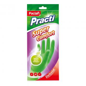 Перчатки резиновые Paclan Super Comfort с ароматом яблока, L-размер, зеленый - Officedom (1)