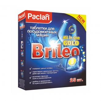 Таблетки для посудомоечных машин Paclan Brileo All in One GOLD, 25 шт/<wbr>уп - Officedom (1)