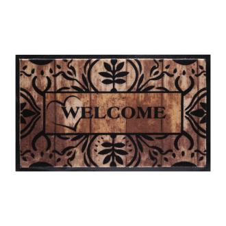 Коврик резиновый с ковролином, 45x75 см, Welcome, коричневый - Officedom (1)