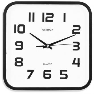 Часы настенные кварцевые ENERGY ЕС-08, квадратные, 24,5х24,5х4 см, белый фон, черный корпус - Officedom (1)