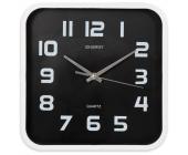 Часы настенные кварцевые ENERGY ЕС-09, квадратные, 24,5х24,5х4 см, черный фон, белый корпус | OfficeDom.kz