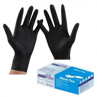 Перчатки нитриловые DOLCE-PHARM Nitril Tex, M-размер,100 шт/<wbr>уп, черный - Officedom (1)