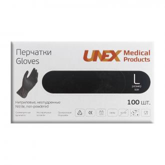 Перчатки нитриловые, неопудренные, L-размер, черные, 100 шт/<wbr>упак (UN) - Officedom (1)