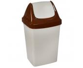 Бак для мусора с плав. крышкой Свинг, 50л, бежевый мрамор (М2464) | OfficeDom.kz