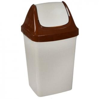 Бак для мусора с плав. крышкой Свинг, 50л, бежевый мрамор (М2464) - Officedom (1)